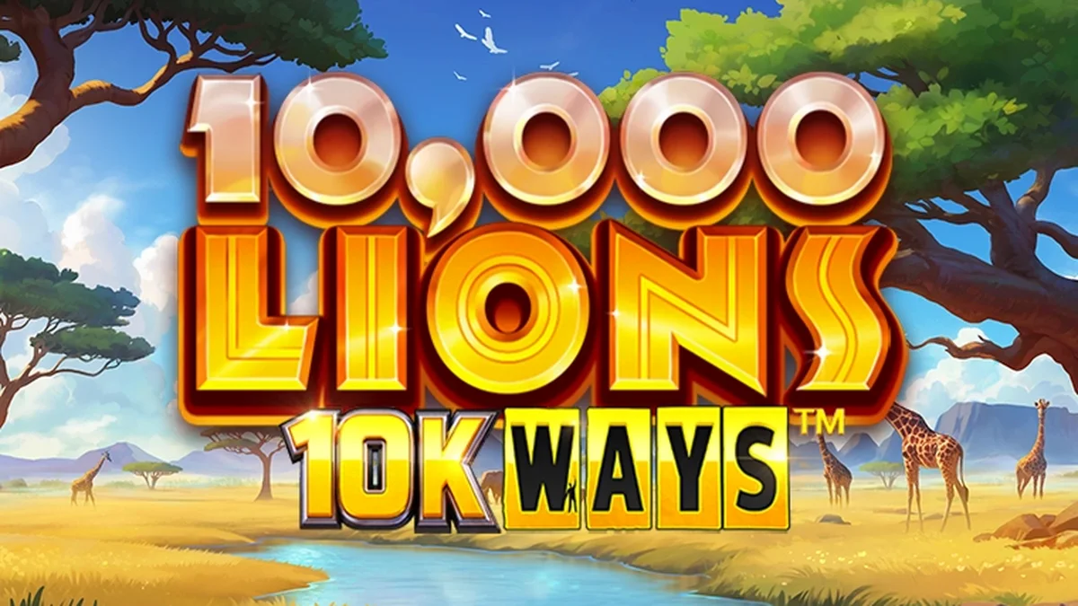 Interface do jogo 10,000 Lions 10K Ways com tema de leões